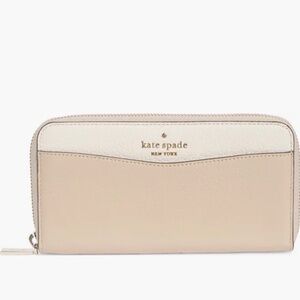 New Kate Spade Large Continental Wallet Colorblock Leather Light Sand